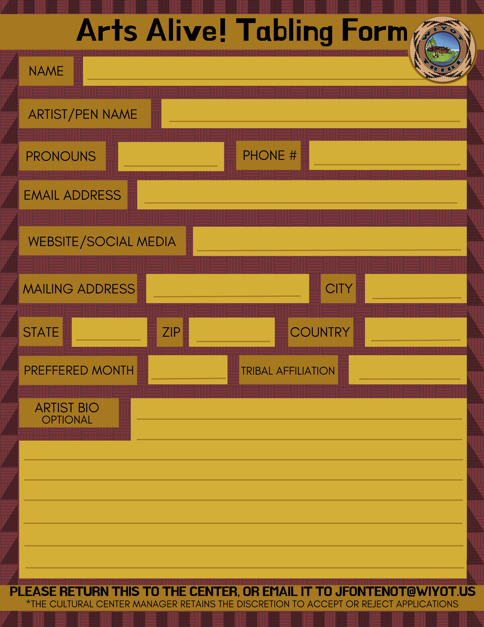 Arts alive sign up sheet 