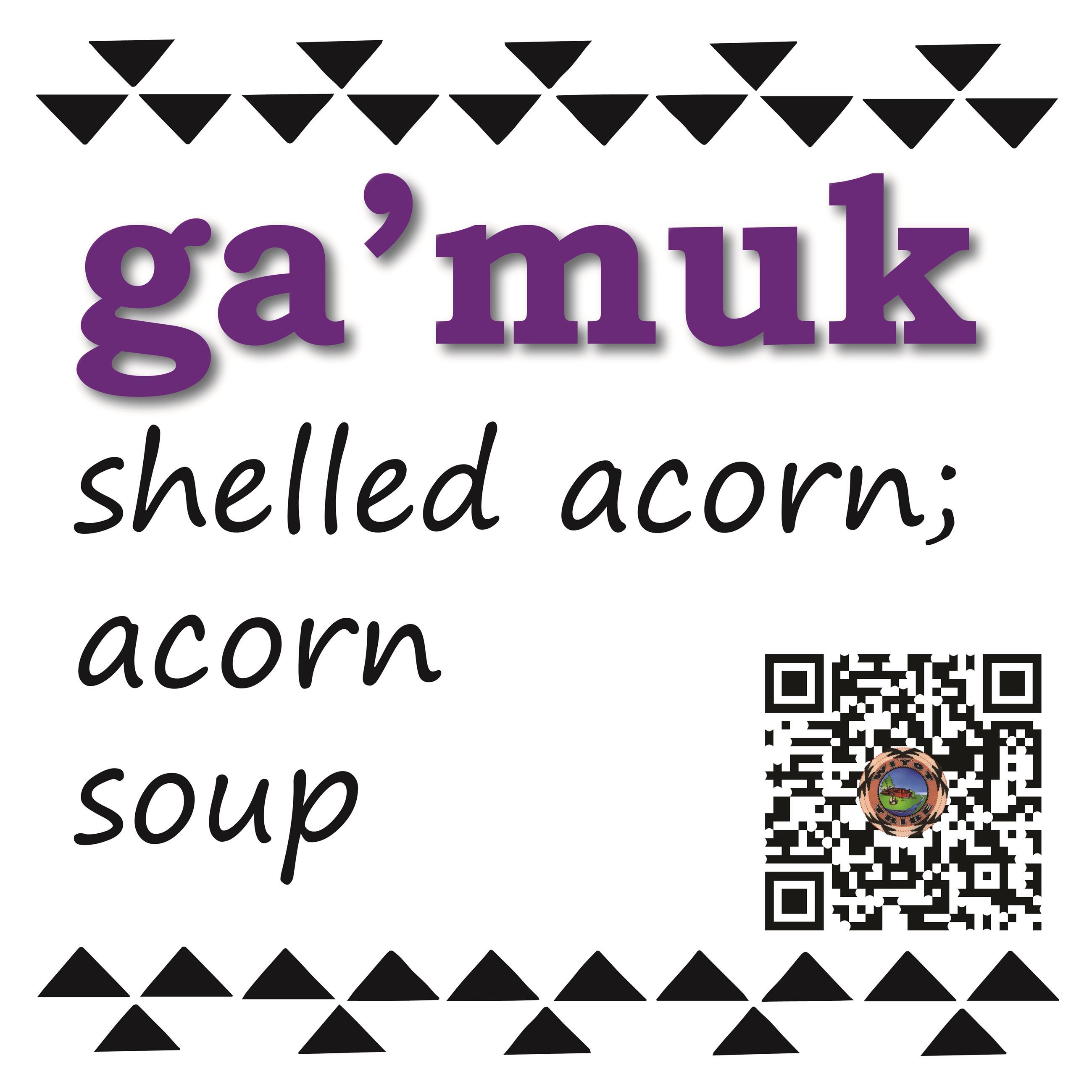 ga’muk (shelled acorn, acorn soup)